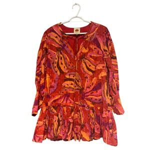 Farm Rio Banana &‎ Juice Dress Mini Red Orange Purple Beaded Tassel Size Medium